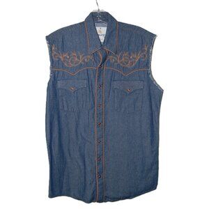 Pre-Owned Men's Ranger's Legends Original Embroidered Jean Vest Size Medium